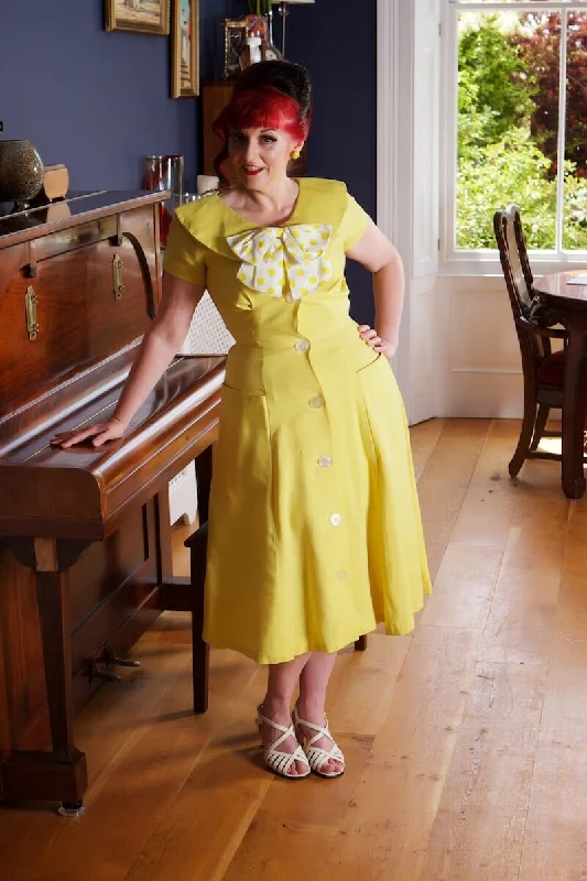 1960s Renval Button Through Dress with Statement Polkadot Bow