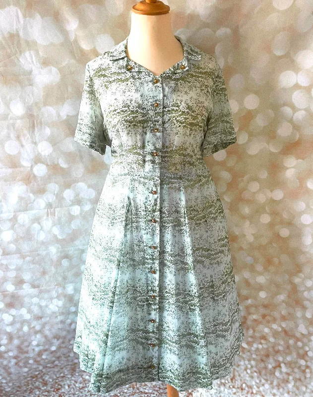 1940s Lily of the Valley Print Korell Shirtwaister Dress