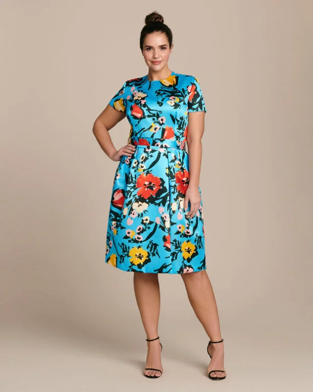 Mikado Pique Floral Cocktail Dress | Floral
