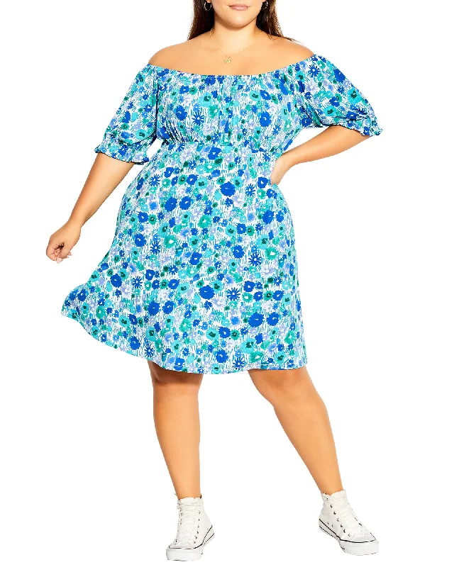 Gracie Printed Dress | Royal Blue / Turquoise