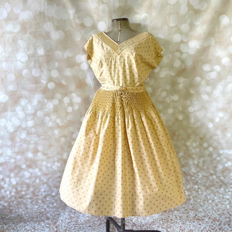 1950s Polkadot Plisse Pleat Patio Dress