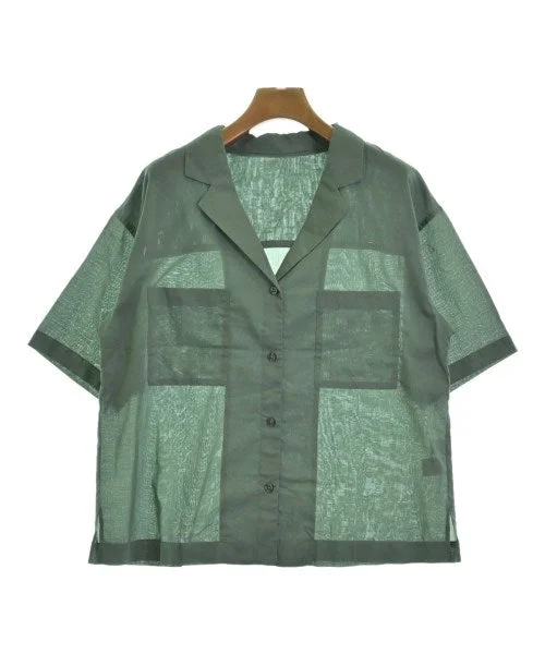 green label relaxing Casual shirts Stylish Split-Hem Short Shirt