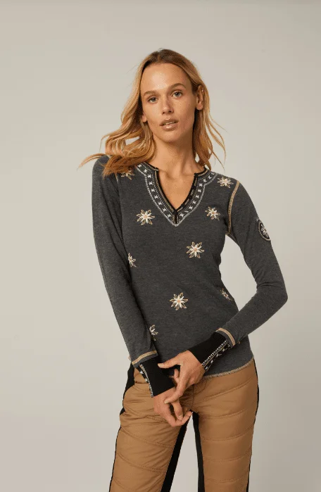 Alp n Rock Women's Natasha Henley Shirt Classic Cropped Short Sleeve