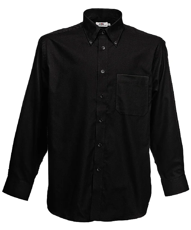 Black - Oxford long sleeve shirt Classic V-Neck Short Shirt