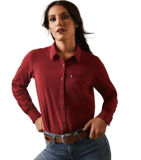 Ariat Women's VentTEK Pomegranate Button Down Long Sleeve Shirt 10043495 Modern Short Sleeve Top Ariat Women's VentTEK Pomegranate Button Down Long Sleeve Shirt 10043495 Modern Short Sleeve Top
