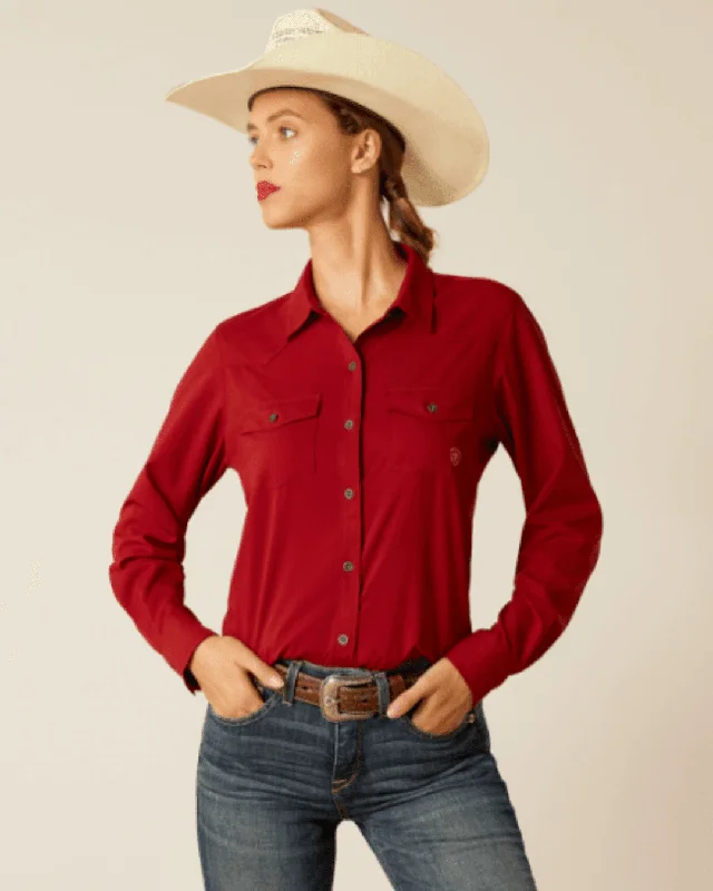 Ariat Women's Sun-Dried Tomato VentTEK Stretch Long Sleeve Shirt 10048775 Comfortable Stretch Short Shirt Ariat Women's Sun-Dried Tomato VentTEK Stretch Long Sleeve Shirt 10048775 Comfortable Stretch Short Shirt