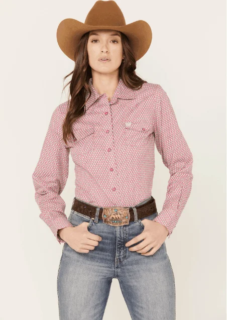 Cinch Women's Long Sleeve Pink Geo Print Snap Western Shirt MSW9201040 Relaxed Short Sleeve Tee Cinch Women's Long Sleeve Pink Geo Print Snap Western Shirt MSW9201040 Relaxed Short Sleeve Tee