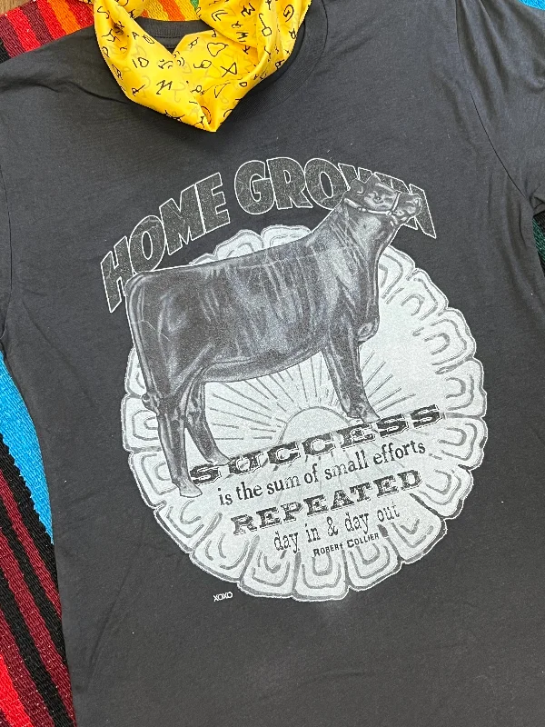 XOXO 'Home Grown Heifer' Dark Gray Western Tee Shirt Comfortable Stretch Short Shirt XOXO 'Home Grown Heifer' Dark Gray Western Tee Shirt Comfortable Stretch Short Shirt