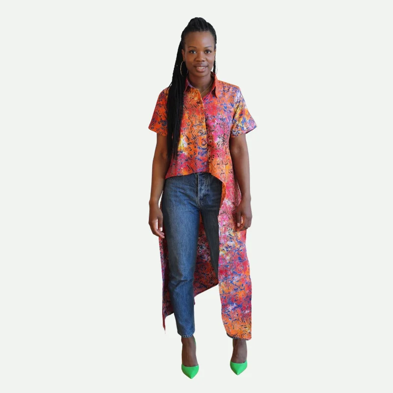 Hi-Lo Manyeyo Batik Shirt Stylish Short Sleeve Polo