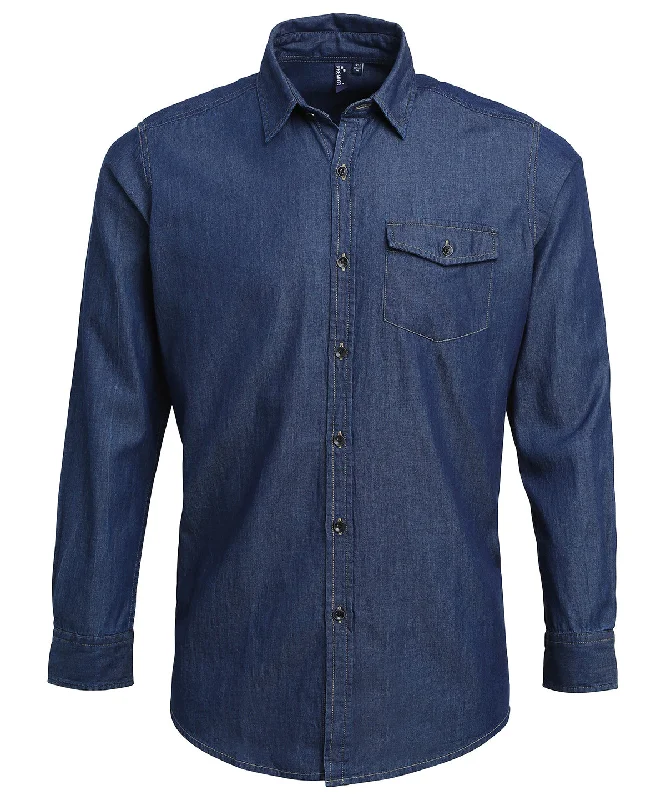 Indigo Denim - Jeans stitch denim shirt Fashionable Cuffed Short Sleeve