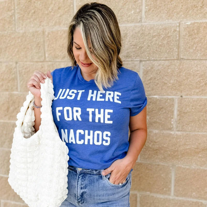 Just Here for the Nachos Shirt Game Day Tee Elegant Off-Shoulder Short Shirt