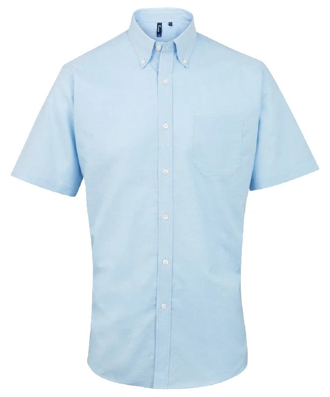 Light Blue - Signature Oxford short sleeve shirt Chic V-Neck Short Blouse