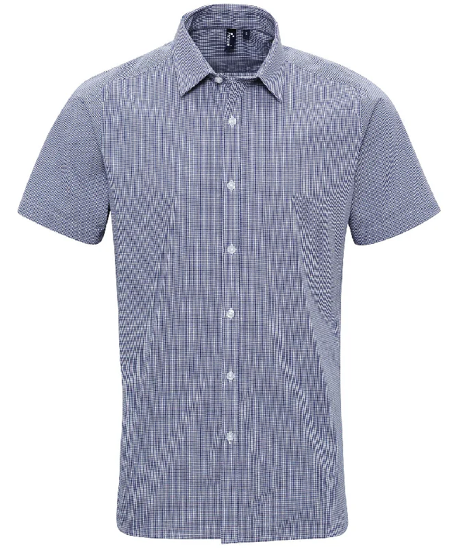 Navy/White - Microcheck (Gingham) short sleeve cotton shirt Stylish Casual Short Tee Navy/White - Microcheck (Gingham) short sleeve cotton shirt Stylish Casual Short Tee