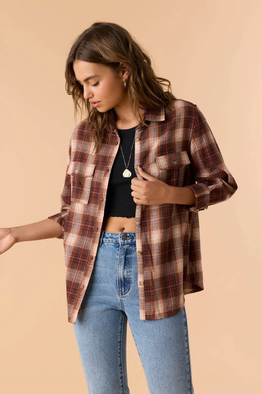ONeill BROOKS FLANNEL OVERSIZED FIT SHIRT - SIERRA Casual Boxy Short Shirt