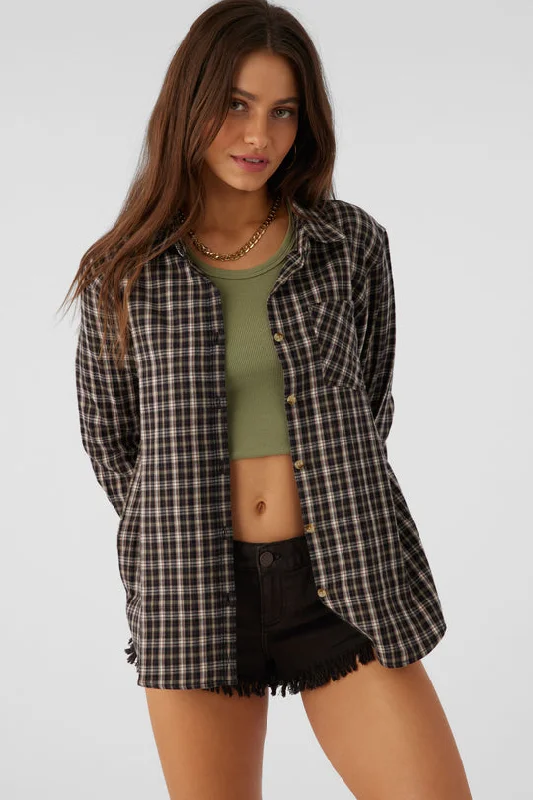 ONeill LOGAN FLANNEL RELAXED FIT SHIRT - CHOCOLATE Comfortable Flowing Short Sleeve