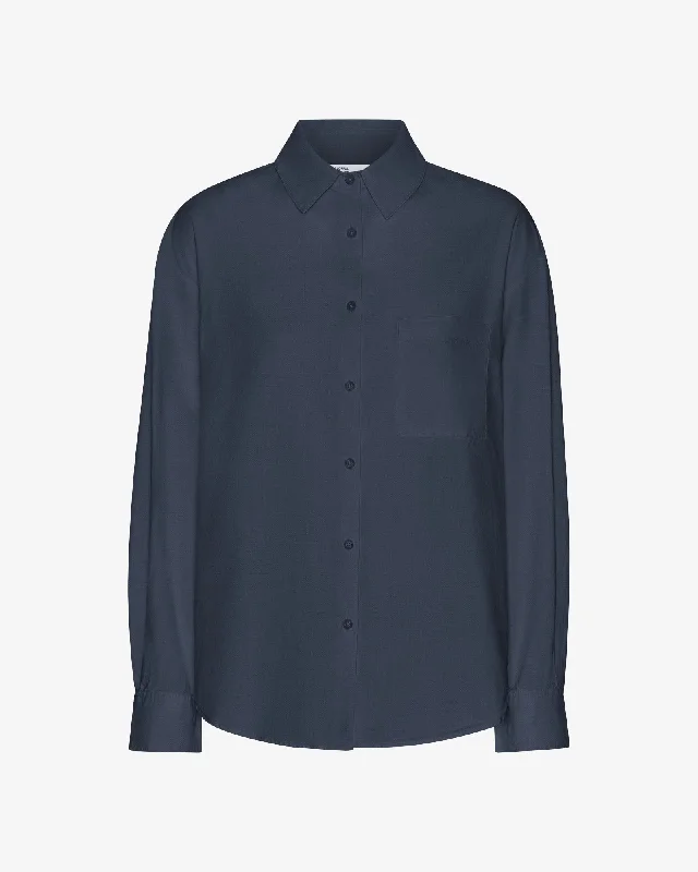 Organic Oversized Shirt - Petrol Blue Cozy Knit Short Sleeve Top