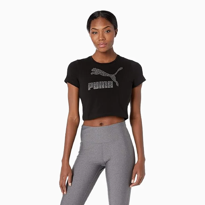 Women's Wild Pack Cropped T Shirt Cozy Printed Short Shirt