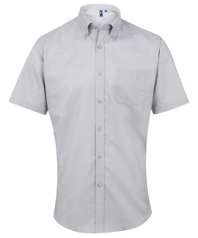 Silver - Signature Oxford short sleeve shirt Modern Short Sleeve Top