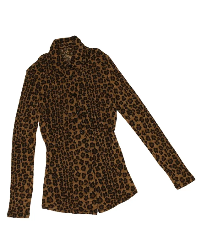 Leopard Long Sleeved Shirt Stylish Casual Short Tee