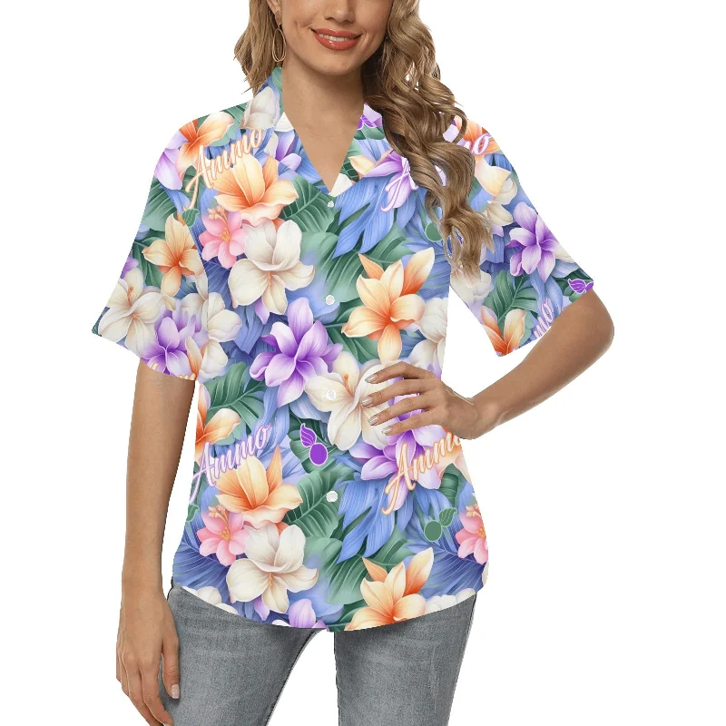 USAF AMMO Iridescent Pastel Flowers Leaves Pisspots and AMMO Word Womens Hawaiian Shirt Soft Silk Short Sleeve USAF AMMO Iridescent Pastel Flowers Leaves Pisspots and AMMO Word Womens Hawaiian Shirt Soft Silk Short Sleeve