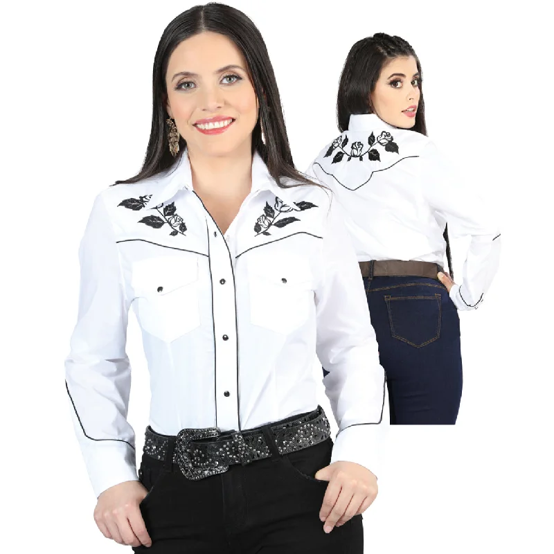 White Cowgirl Shirt Stylish Pleated Short Sleeve