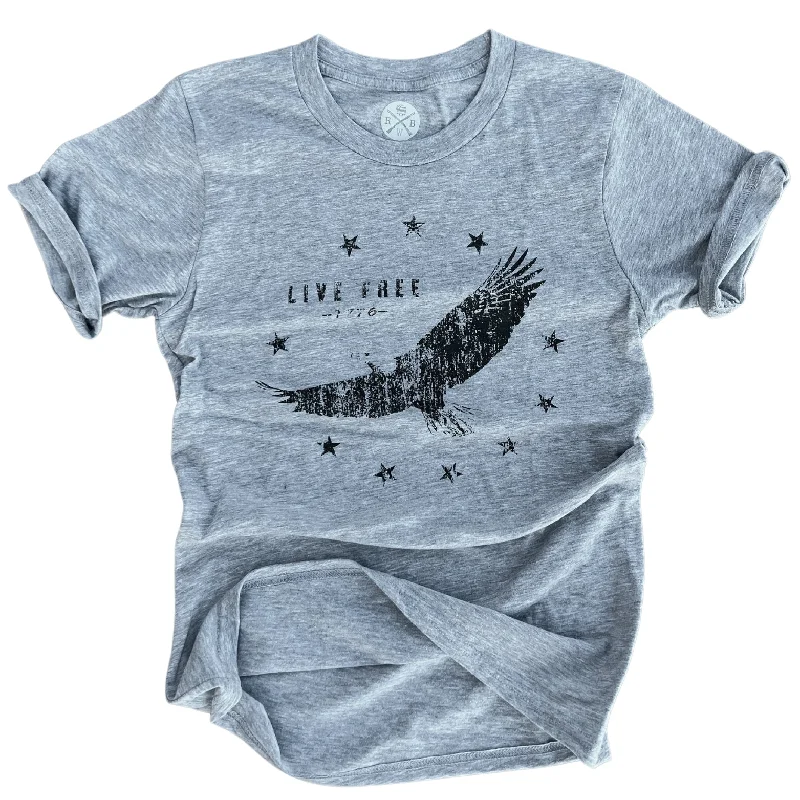Women's Bald Eagle Live Free T Shirt Soft Cotton Short Tee