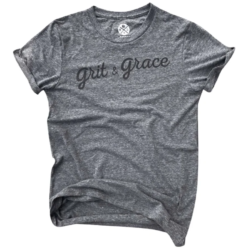 Women's Grit & Grace Patriotic  T Shirt (Heather Gray) Relaxed Fit Short Sleeve Top