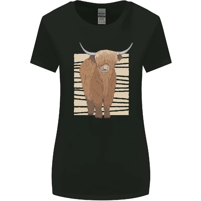 A Chilled Highland Cow Womens Wider Cut T-Shirt Houndstooth Herringbone Solid