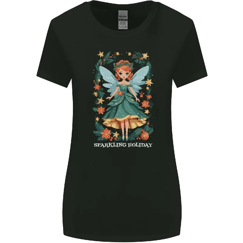 A Christmas Fairy Sparkling Holiday Xmas Womens Wider Cut T-Shirt Terry Blend Velvet Blend Canvas Blend