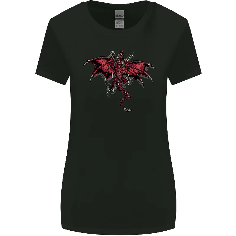 A Climbing Dragon Fantasy Womens Wider Cut T-Shirt Nylon Fabric Polyester Fabric Spandex Fabric