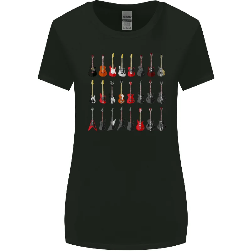 A Collection of Guitars Guitarist Electric Womens Wider Cut T-Shirt Handmade Hand-knitted Hand-woven
