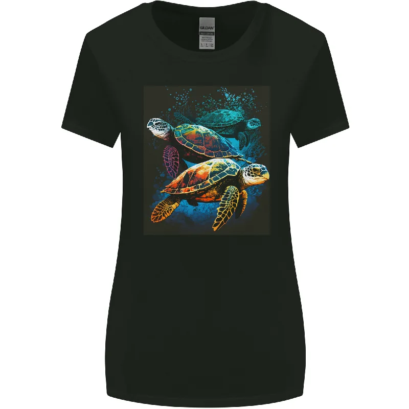 A Colourful Bale of Turtles Womens Wider Cut T-Shirt Print Jacquard Patchwork
