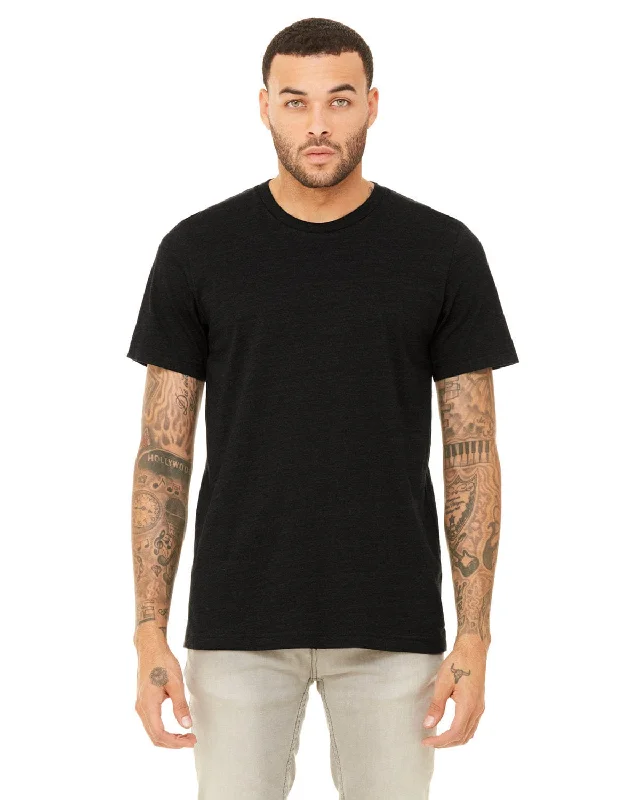 Bella+Canvas Unisex Heather CVC T-Shirt | Black Heather Fitted T-Shirt Seamless Stretchy