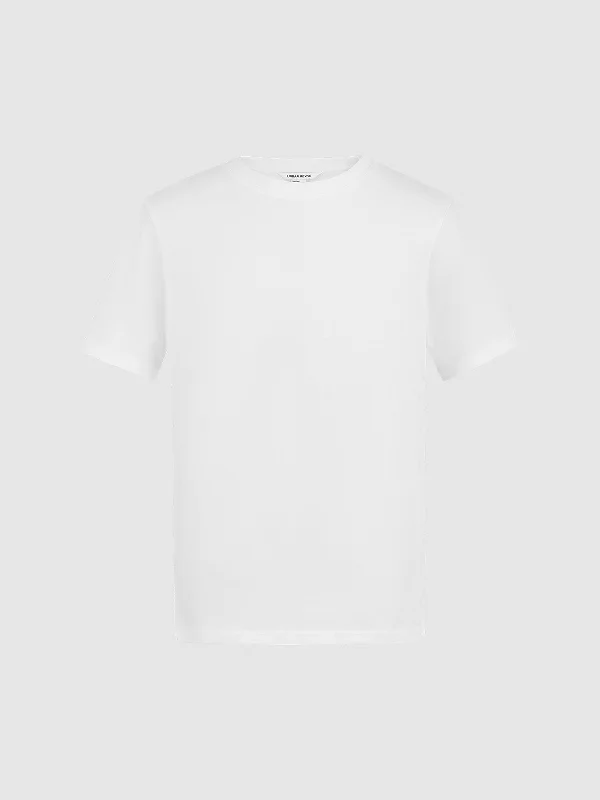 Crew Neck Straight T-Shirt Asymmetrical Pockets Print