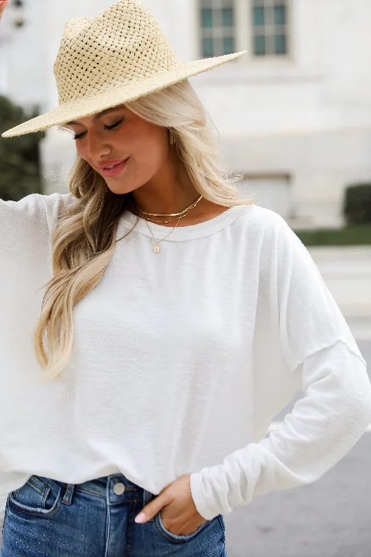 FINAL SALE - Elaine Long Sleeve Knit Tee - DU DEAL Basic T-Shirt Crew Neck Short Sleeve