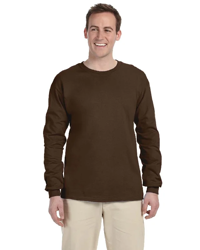 Fruit of the Loom Lightweight Long Sleeve T-Shirt | Chocolate Cotton Fabric Linen Fabric Terry Fabric