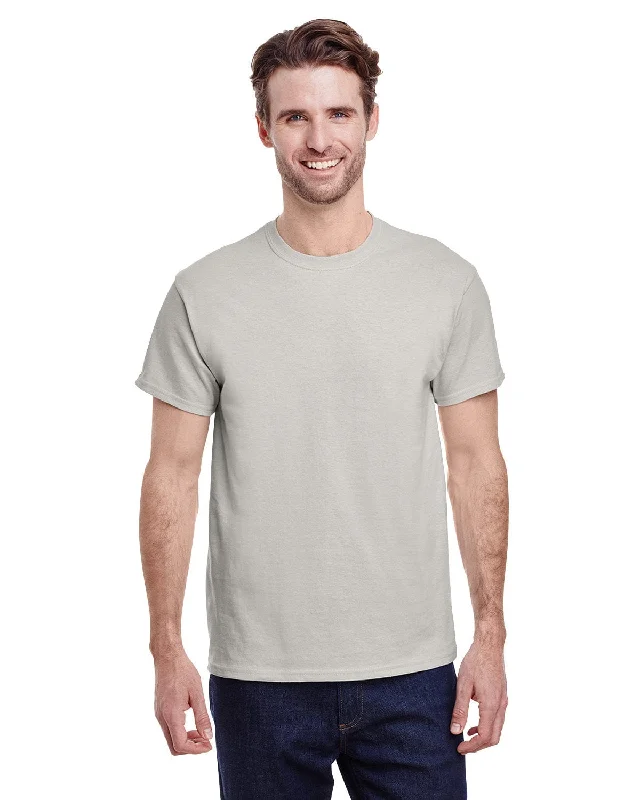 Gildan Heavy Cotton T-Shirt | Ice Grey Notch Collar Peter Pan Collar Cowl Neck