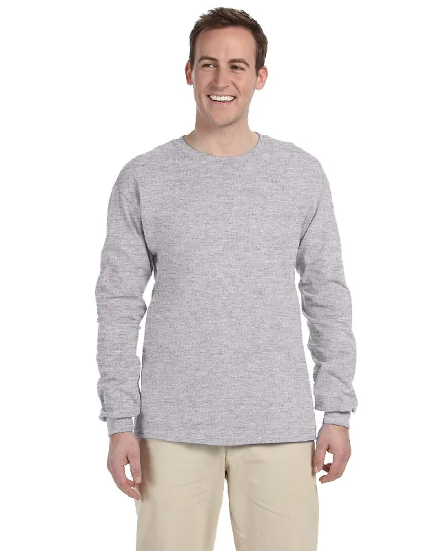 Gildan Ultra Cotton Heavyweight Long Sleeve T-Shirt | Sport Grey Elasticated Padded Insulated