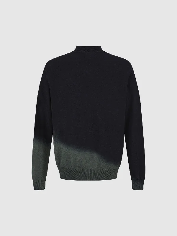 Gradient Crew Neck Knitted T-Shirt Real Fur Shearling Chenille