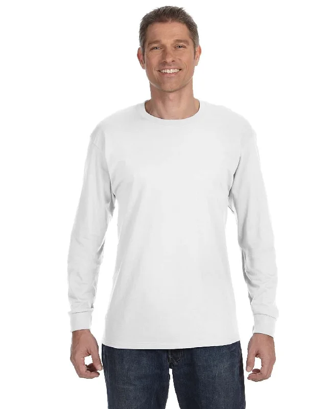 Jerzees DRI-POWER ACTIVE Long Sleeve T-Shirt | White Mesh Canvas Denim
