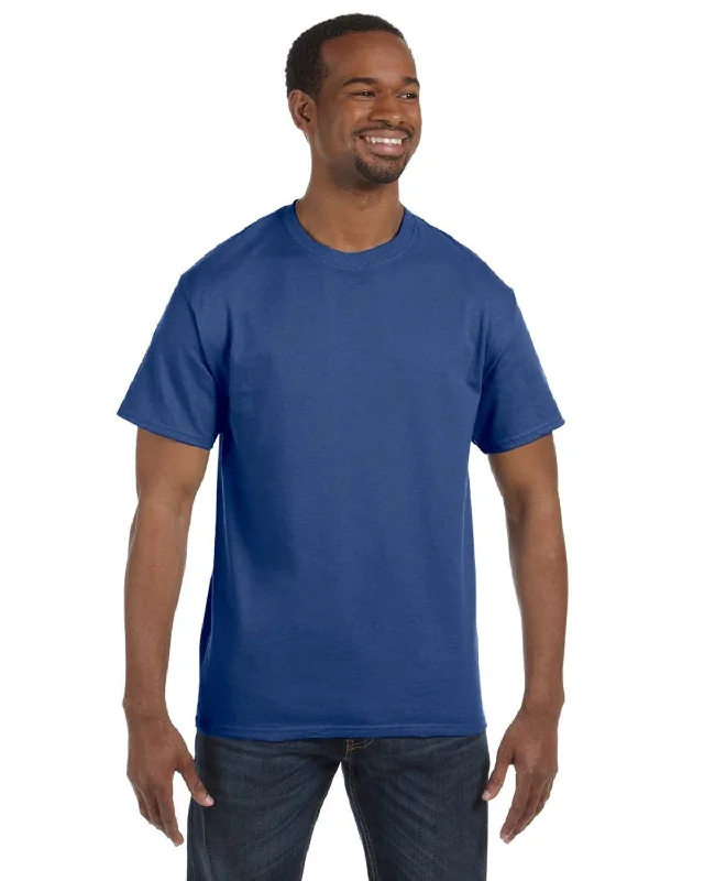 Jerzees Heavyweight 50/50 T-Shirt | Vintage Hth Blue Cotton Fabric Linen Fabric Terry Fabric