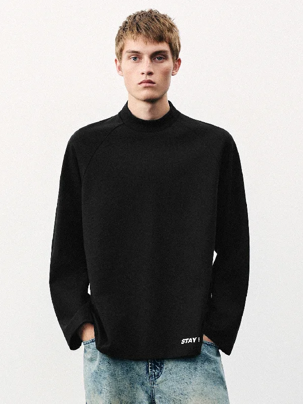 Mock Neck Loose T-Shirt Thin T-Shirt Open Front Quick Dry