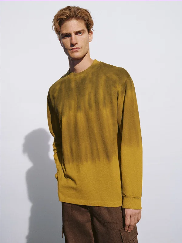Printed Crew Neck Loose T-Shirt Beaded Sequined Faux Fur