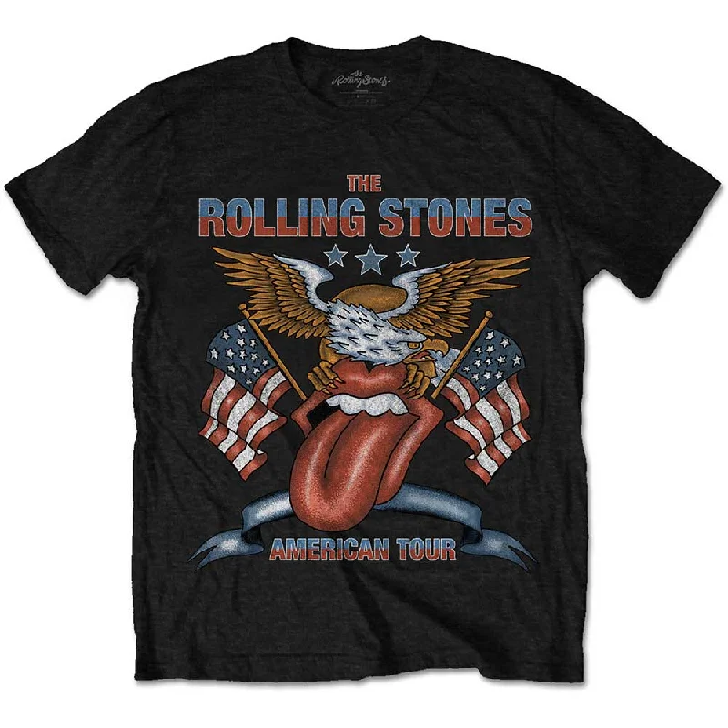 The Rolling Stones | Official Band T-Shirt | USA Tour Eagle Print Jacquard Patchwork