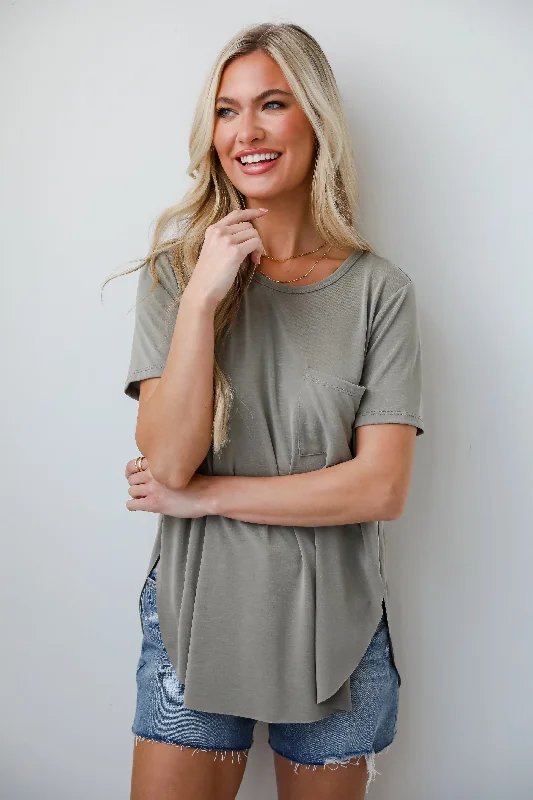 FINAL SALE - Sarah Everyday Pocket Tee Sequined Glittery Shiny