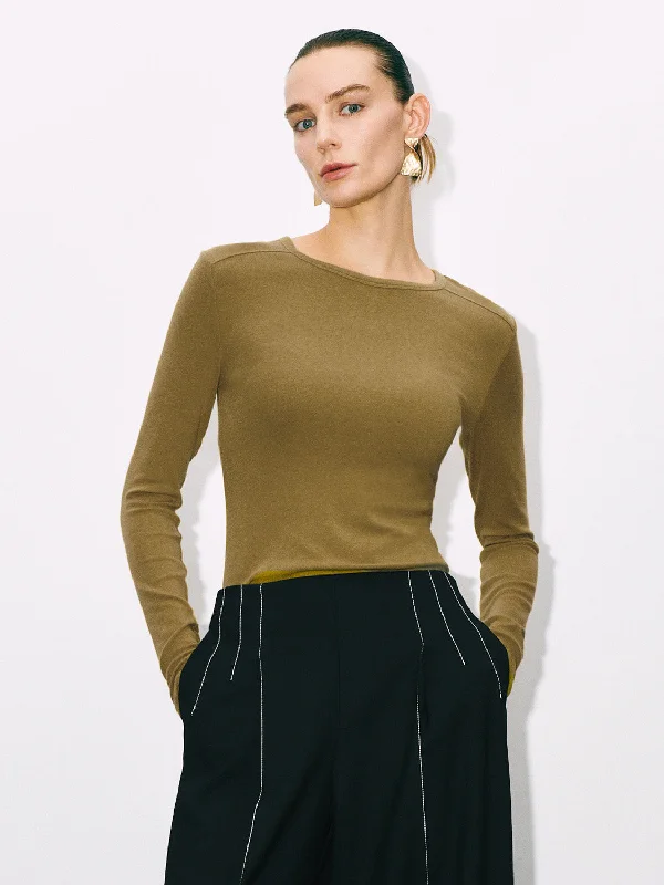 Skinny T-Shirts Notch Collar Peter Pan Collar Cowl Neck