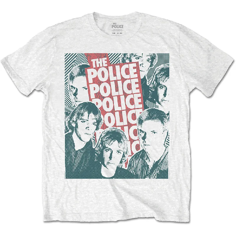 The Police | Official Band T-Shirt | Half-tone Faces Anti-Pilling Machine Wash Handmade