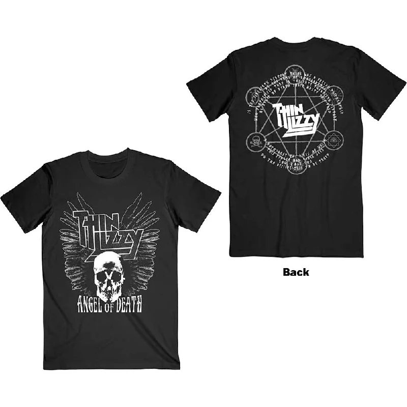 Thin Lizzy | Official Band T-Shirt | Angel of Death (Back Print) Collared Crew Neck Turtle Neck
