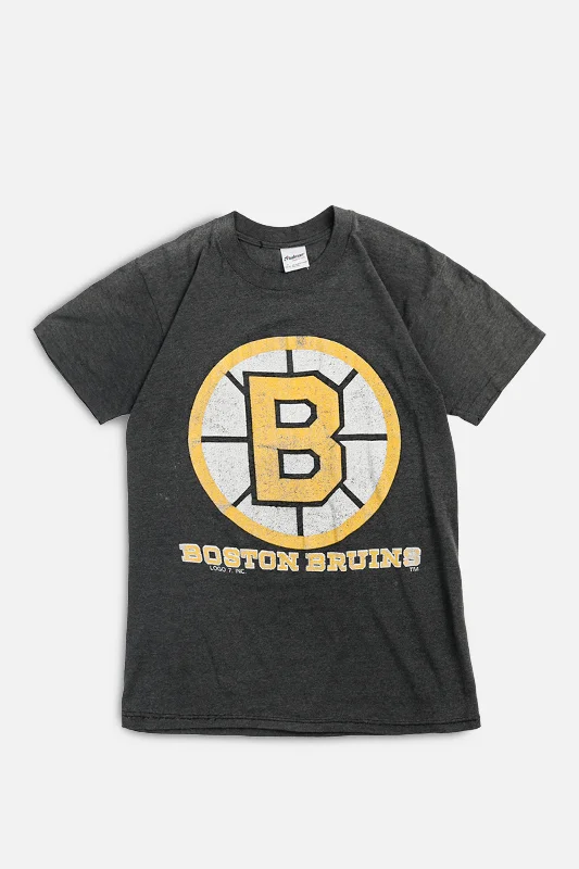 Vintage Boston Bruins NHL Tee - S Solid Color Striped Floral