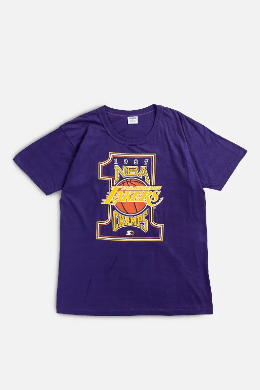 Vintage LA Lakers NBA Tee - M Silk Blend Satin Velvet